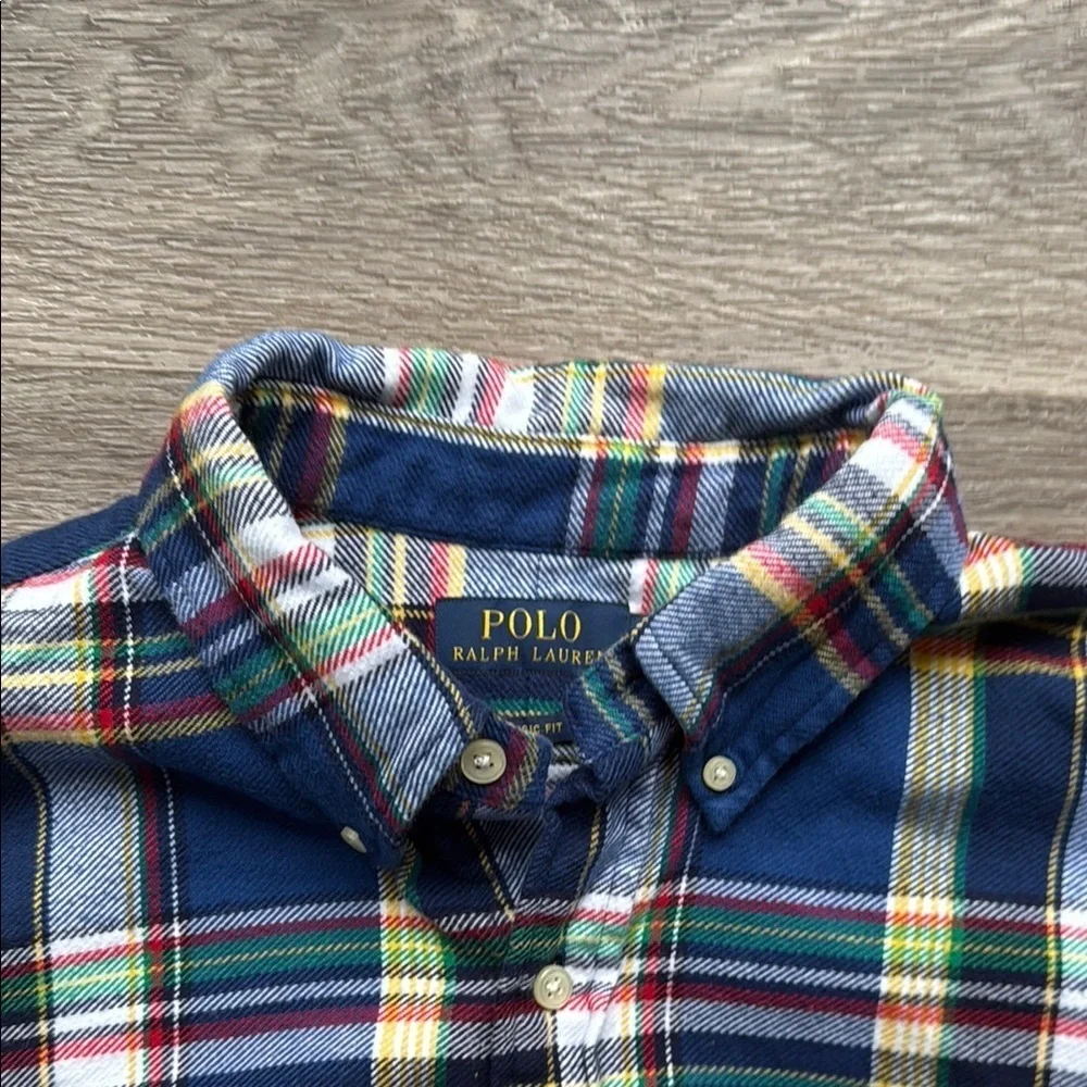 Men's Blue Plaid Shirt Large Brushed Flannel Shirt